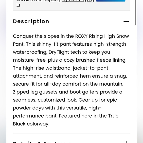 Roxy Rising High Snow Pants - Picture 7 of 13